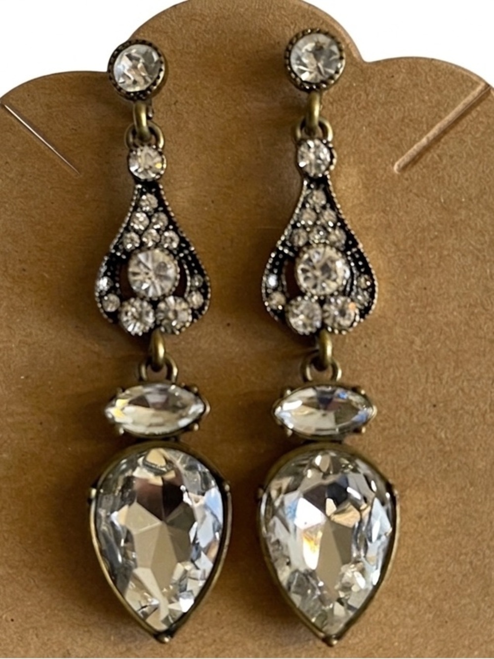 WA Studios Crystal Drop Statement Earrings